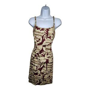 Hilo Hattie Hawaiian Dress Size 10 NWT Burgundy Beige Floral 100% Cotton